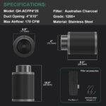 4*10Inch Hydroponic Air Carbon Filter Australian Charcoal Odor Scrubber Reversible Flange Included – Bild 6