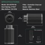 4*12Inch Hydroponic Air Carbon Filter Australian Charcoal Odor Scrubber Reversible Flange Included – Bild 6