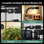 4 Inch Inline Duct Fan Ventilation Kit, 205 CFM Quiet EC Fan with LCD Speed Controller, Carbon Filter & Flexible Ducting for Grow Tent Hydroponics – Bild 7